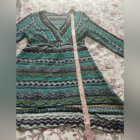 Alberto Makali Knit Boho Artsy Abstract Cover Up Surplice Stretch Mini Dress - Picture 7 of 10
